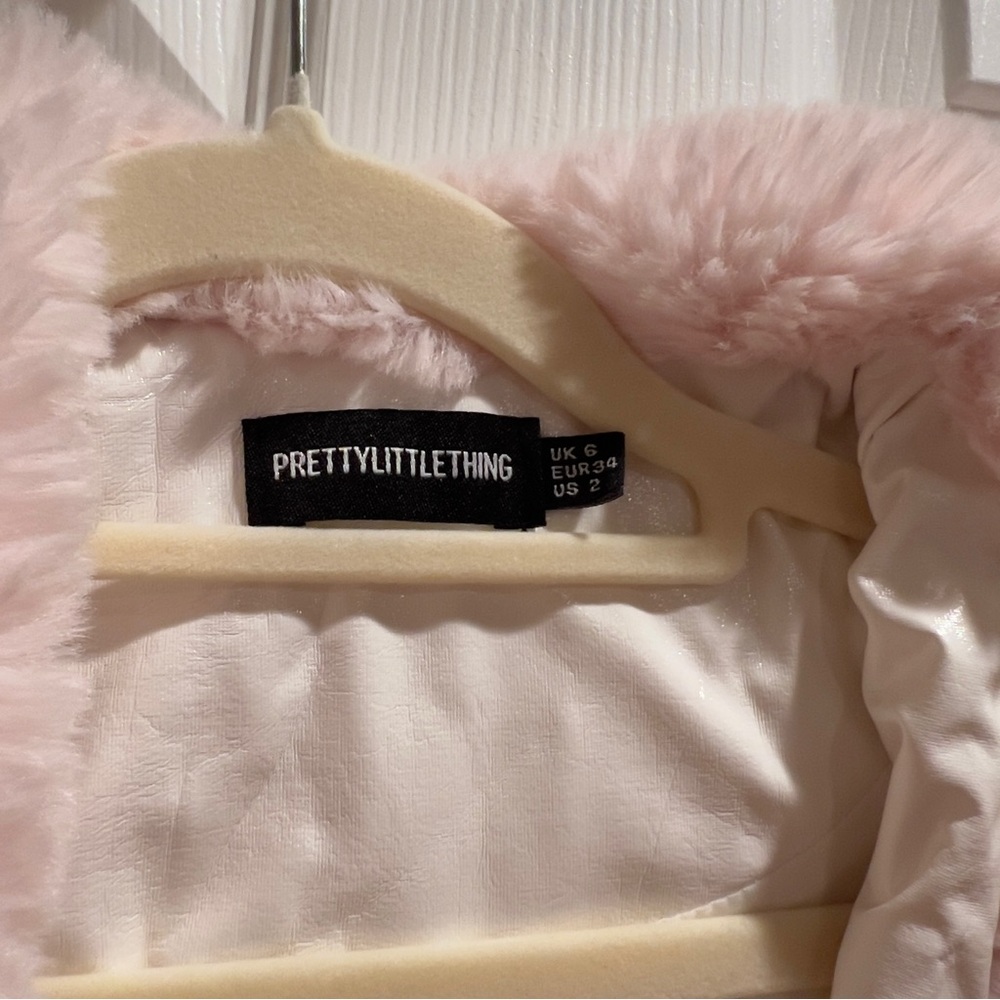 Pretty Little Thing Pink and White Women's Coat - Picture 7 of 8